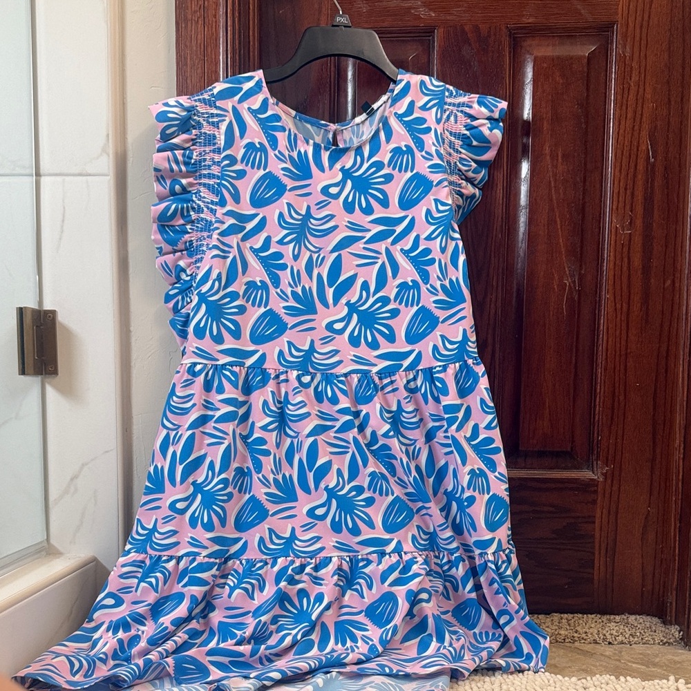 Blue and Pink Floral Dress